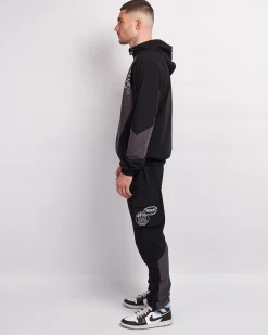 Black Grey Mono Badge Panelled Cargos