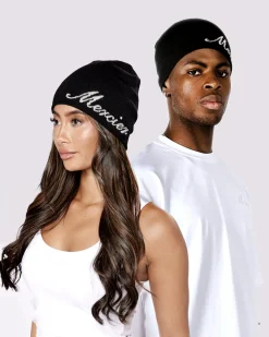Black Mercier Script Beanie