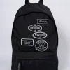 Black Mono Badge Backpack