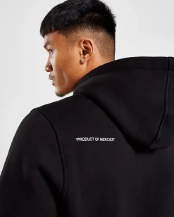 Black Mono Badge Hoodie