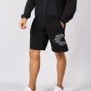 Black White Mono Badge Shorts