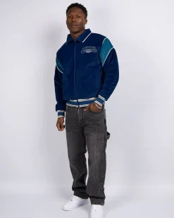 Navy Mercier Court Velour Track Top