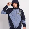 Navy Placid Blue Mono Badge Panelled Windbreaker