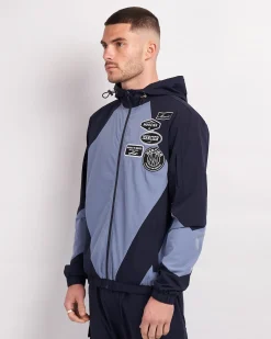 Navy Placid Blue Mono Badge Panelled Windbreaker