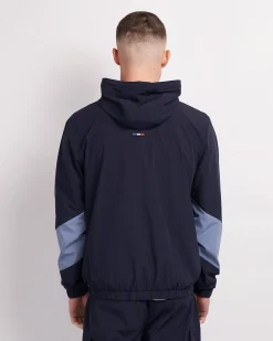 Navy Placid Blue Mono Badge Panelled Windbreaker