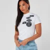 White Womens Mono Fitted Badge Tshirt