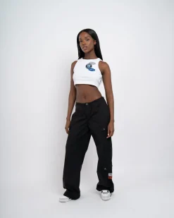 Womens Black Badge Parachute Cargos
