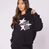 Womens Black Badge Star Hoodie