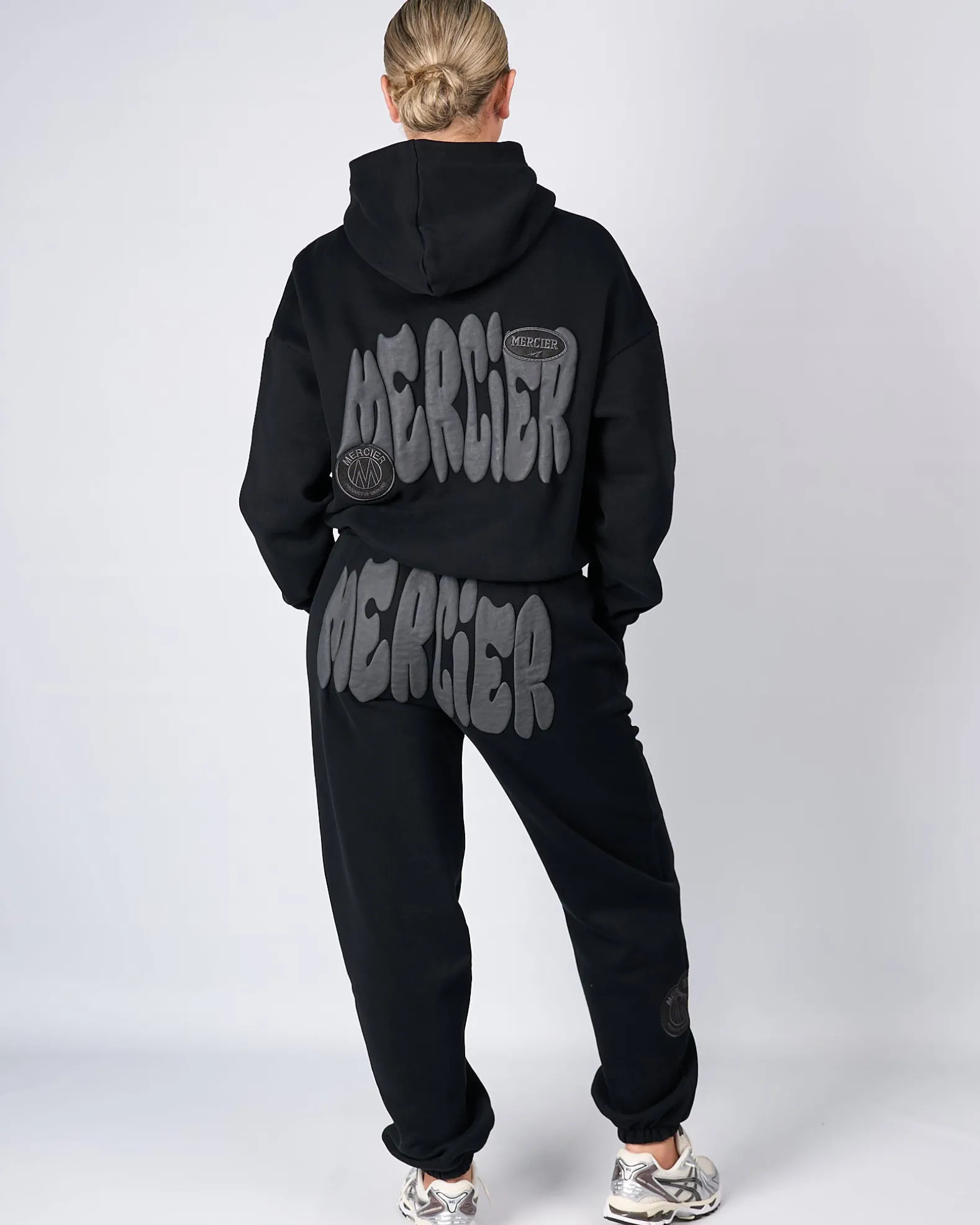 Womens Black Charcoal Bubble Hoodie