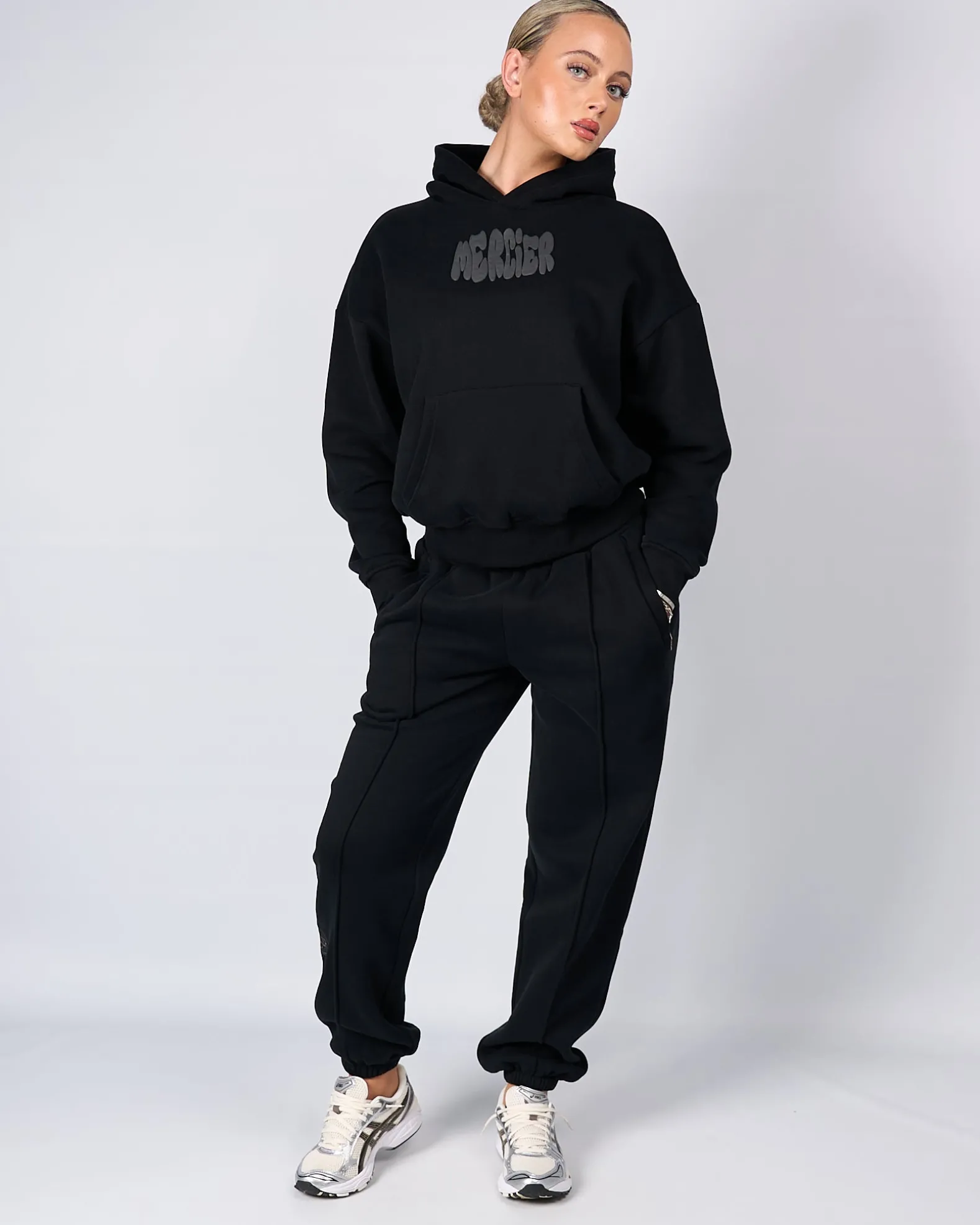 Womens Black Charcoal Bubble Hoodie