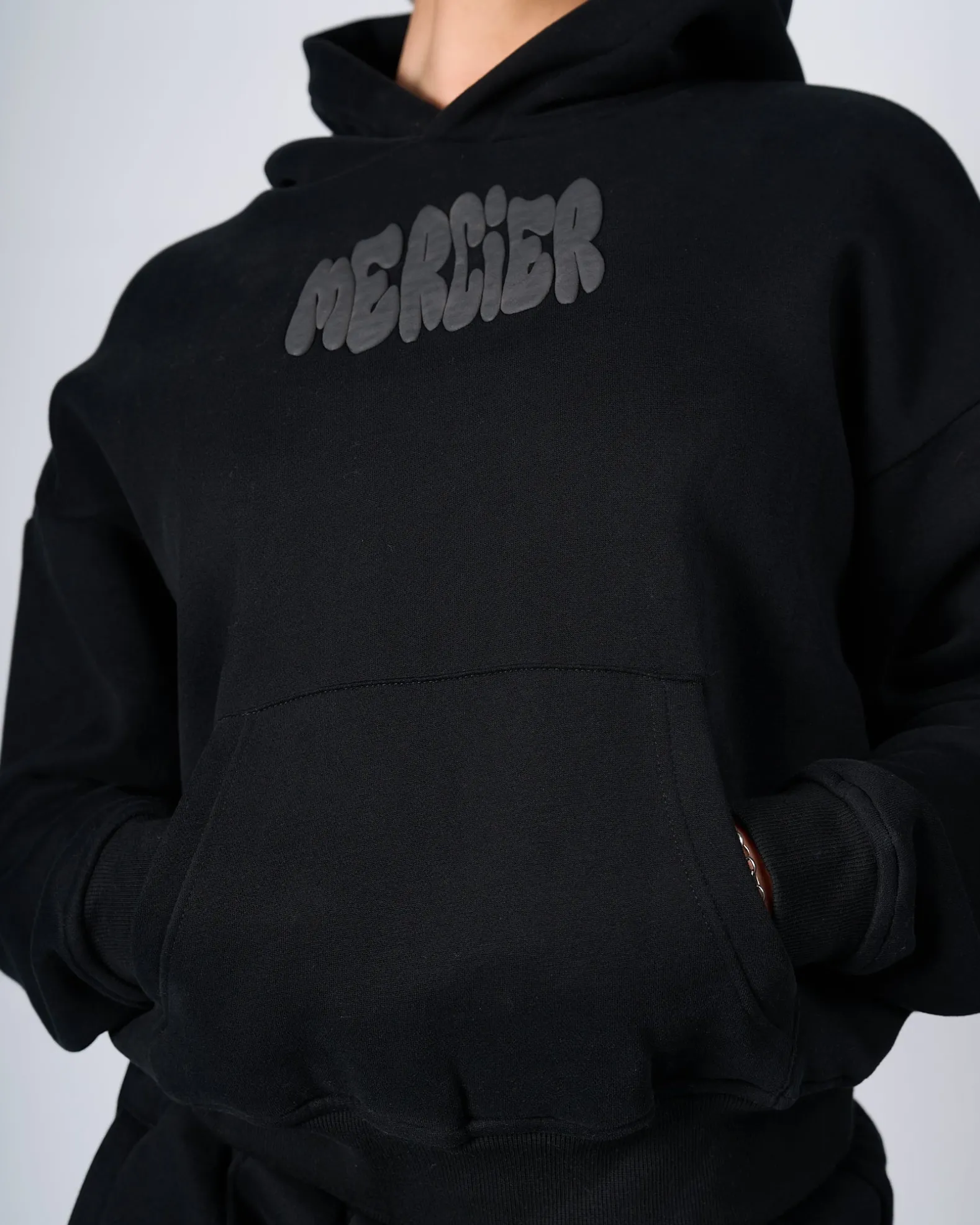 Womens Black Charcoal Bubble Hoodie