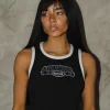 Womens Black Court Ribbed Vest