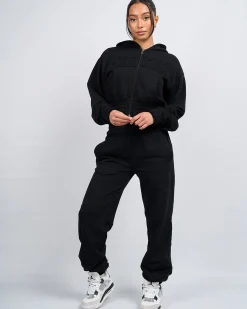 Womens Black Distressed Joggers