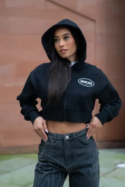 Womens Black Maison Zip Hoodie
