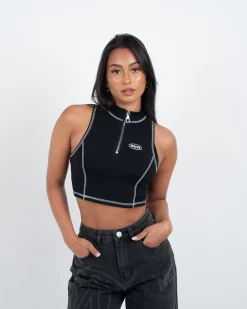 Womens Black Maison Zip Vest