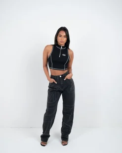 Womens Black Maison Zip Vest