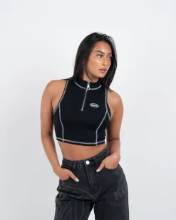 Womens Black Maison Zip Vest