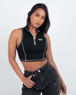 Womens Black Maison Zip Vest