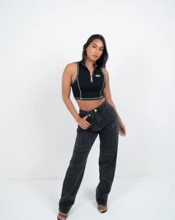 Womens Black Maison Zip Vest
