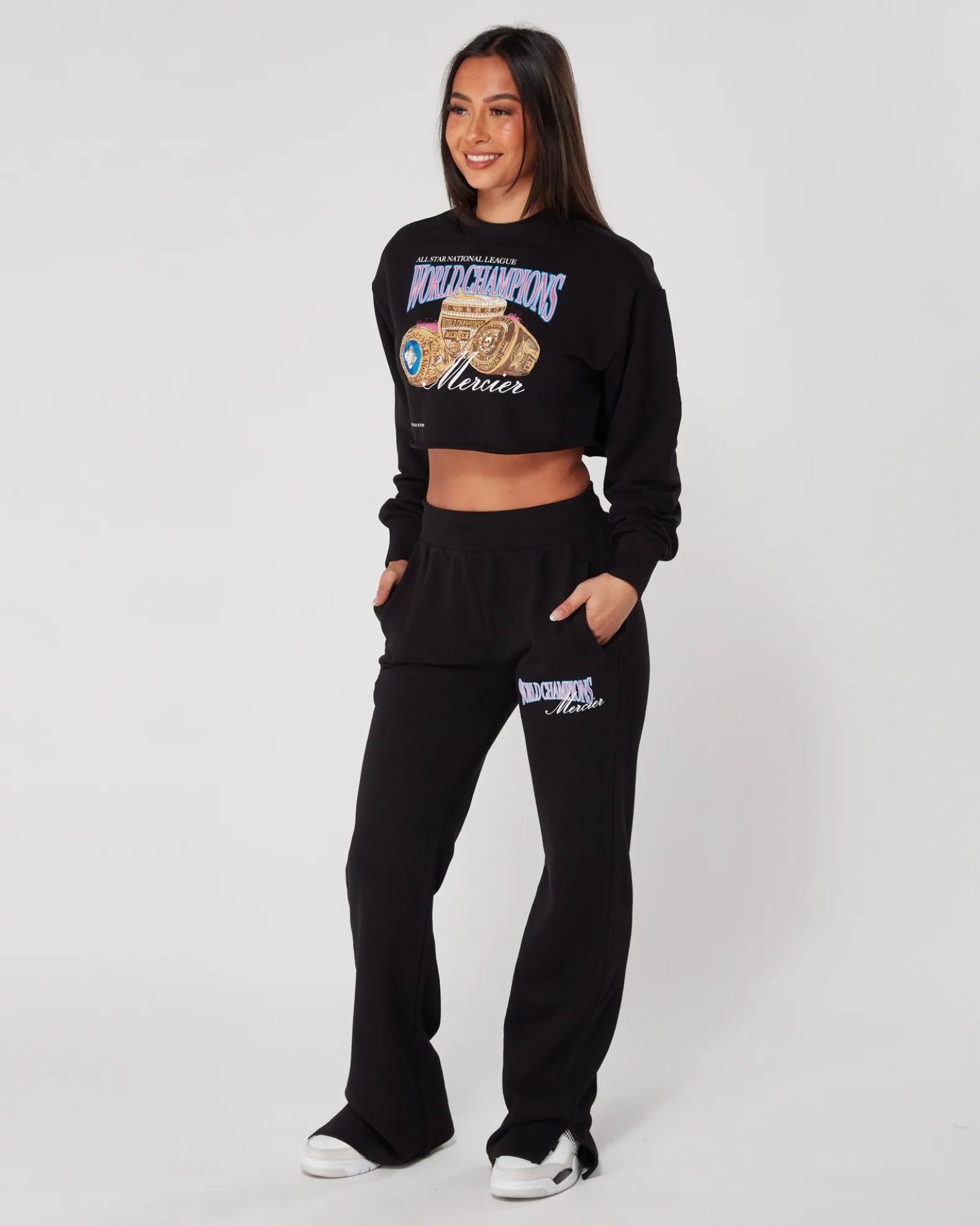 Womens Black Mercier World Champions Crop