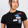 Womens Black OG Badge Cropped Baby Tshirt