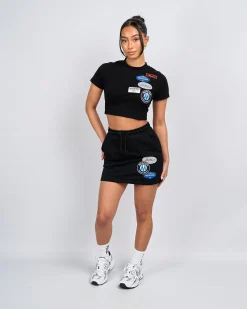 Womens Black OG Badge Cropped Baby Tshirt