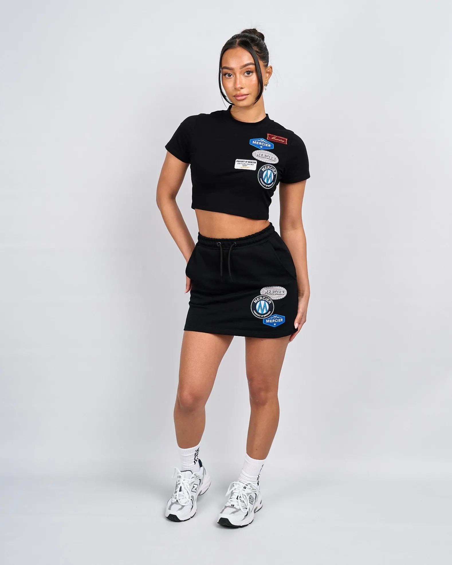 Womens Black OG Badge Cropped Baby Tshirt