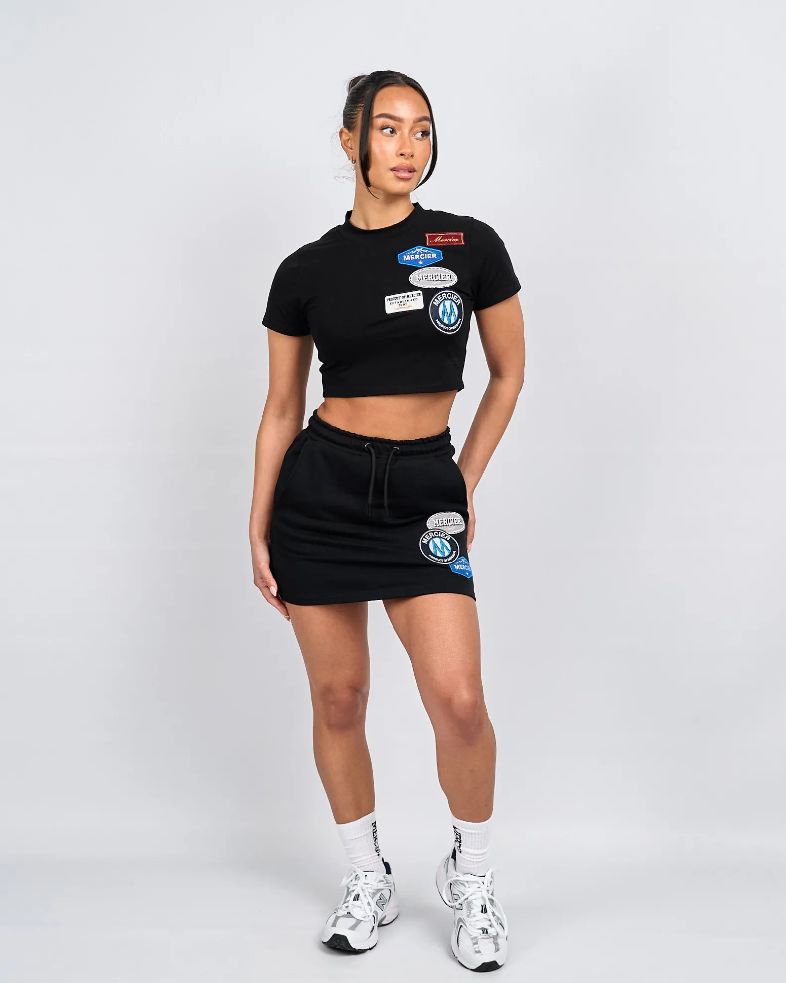 Womens Black OG Badge Cropped Baby Tshirt