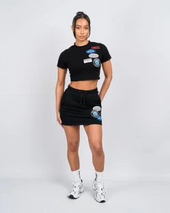 Womens Black OG Badge Mini Skirt