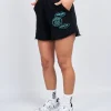 Womens Black Tiffany OG Badge Raw Edge Short