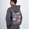 Womens Charcoal Pink Multi Tour Hoodie