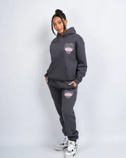 Womens Charcoal Pink Multi Tour Hoodie