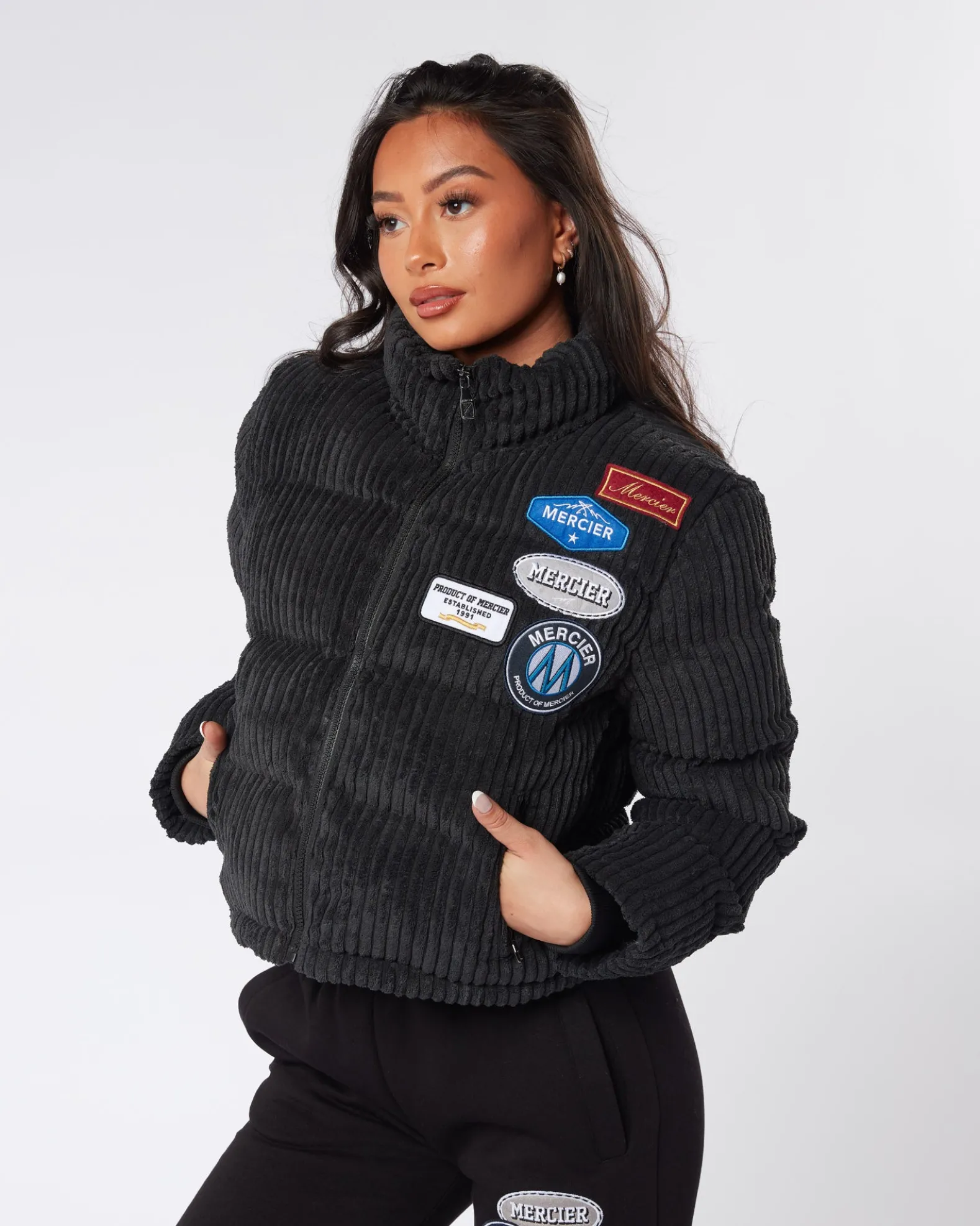 Womens Cord Black OG Badge Jacket