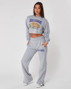 Womens Grey Marl Champions Crop Crewneck