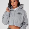 Womens Grey Marl Mercier Maison Cropped Hoodie