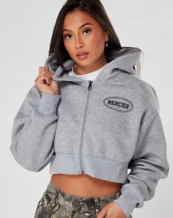 Womens Grey Marl Mercier Maison Cropped Hoodie
