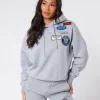 Womens Grey Marl Mercier Original Badge Hoodie