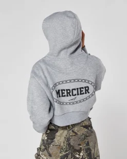 Womens Grey Marl Mercier Maison Cropped Hoodie