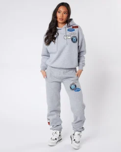 Womens Grey Marl Mercier Original Badge Hoodie