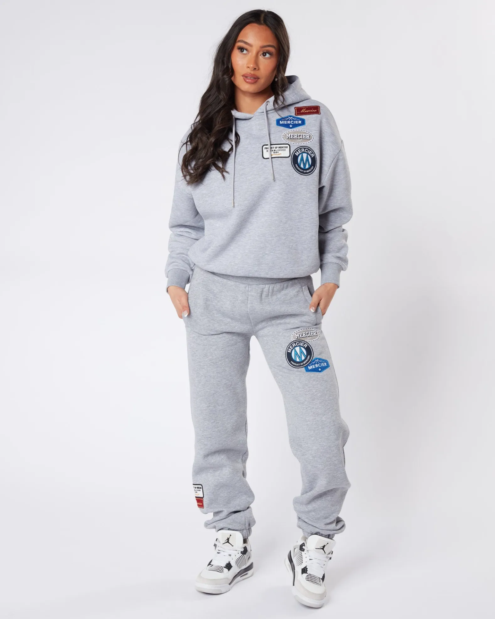 Womens Grey Marl Mercier Original Badge Hoodie