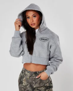 Womens Grey Marl Mercier Maison Cropped Hoodie