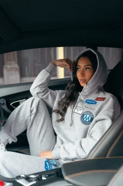 Womens Grey Marl Mercier Original Badge Hoodie