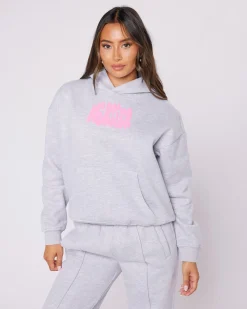 Womens Grey Pink Bubble Hoodie