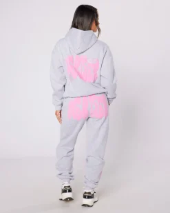 Womens Grey Pink Bubble Jogger