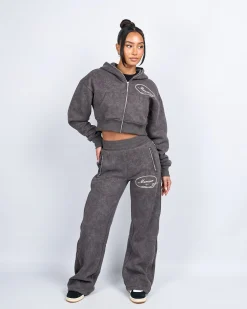 Womens Grey Round Up Cropped Hoodie