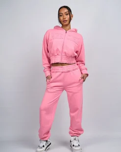 Women's Pink Distressed Joggers