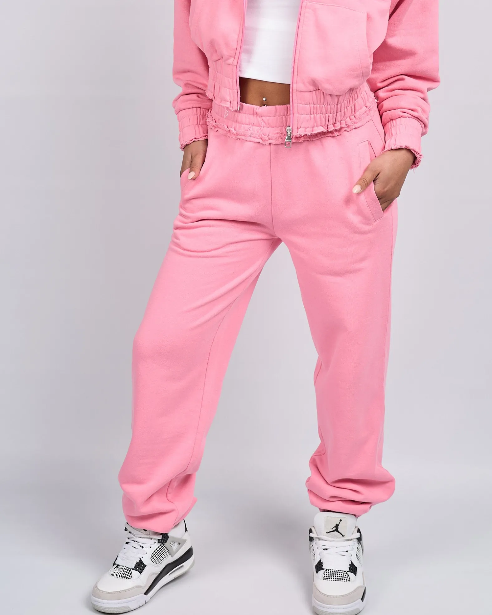 Women's Pink Distressed Joggers