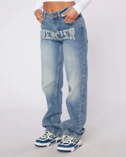 Womens Raw Edge Denim Jeans