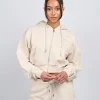 Womens Stone OG Badge Raw Cropped Hoodie
