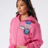 Womens Strawberry Moon OG Badge Cropped Zip Up